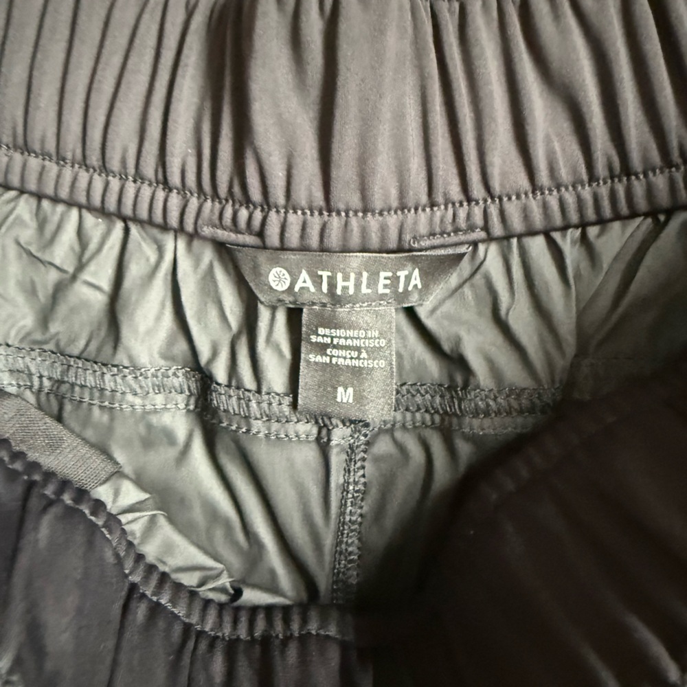 Athleta Women’s Medium Rise Black Pants Track Pants Cinch Ankle NWT - Picture 3 of 10